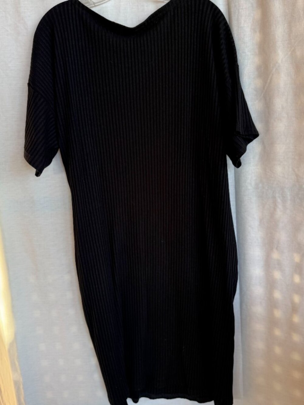 Eileen Fisher Black Bateau Neck Rib Knit Dress - Picture 5 of 6